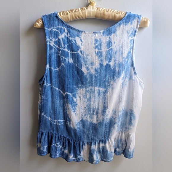 UPCYCLED hand dyed Indigo linen/rayon top Size M - Picture 2 of 6